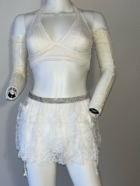 Victoria's Secret Other - White Lace Halter Bralette Set with Sheer Lace Skirt